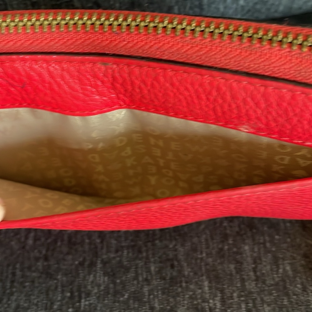 Kate Spade continental large wallet purse in coral red zip around - Picture 5 of 10